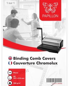 Paquet de 100 Couvertures Chromolux PAPILLON pour reliure à anneaux format A4 300 g/m²