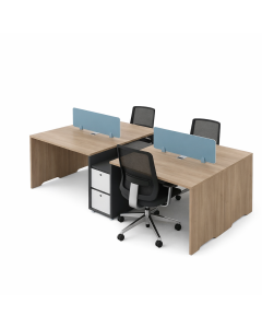 Workstation 4 postes COOPER 270 &times; 120 &times; 75 cm coloris Akazie Wood / Ivory White / Premium Gray