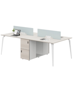 Workstation 4 postes UNO 240 × 120 × 75 cm Coloris Imperia Pear / Angel White / Grassland – Bureau collaboratif moderne