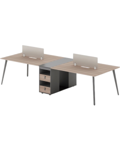 Workstation 4 postes GRADE 240 &times; 120 &times; 75 cm coloris Royal Teak & Premium Gray