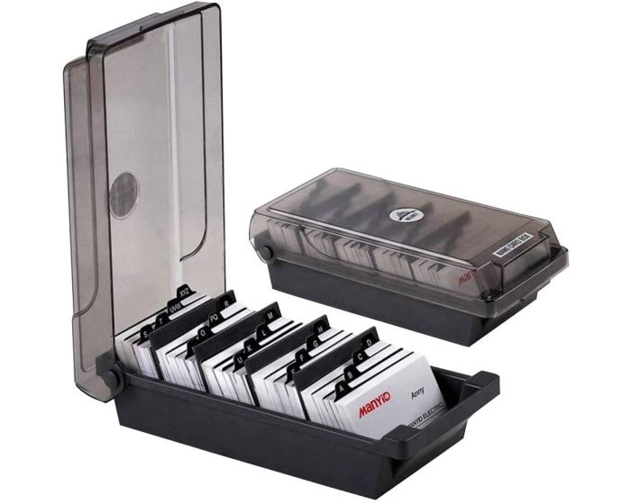 Boite de rangement cartes de visite BOSTON 500 cartes avec Index