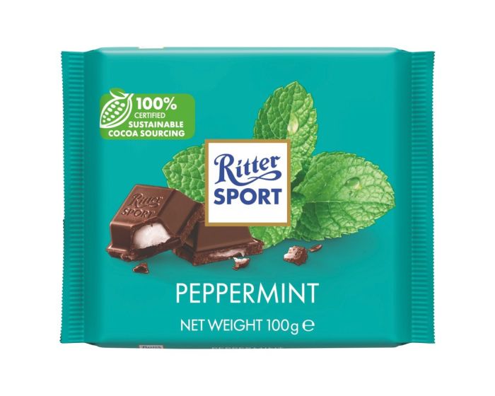 Lot de 12 sachets de chocolat noir fourr  la menthe poivre 100g - Ritter  Sport