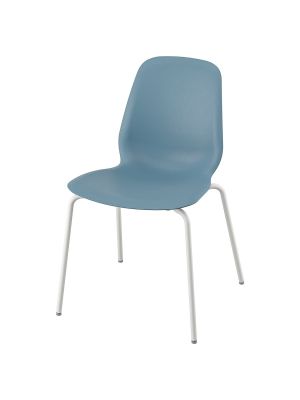 Chaise empilable bleu – Piètement blanc SEFAST – Assise ergonomique – Usage domestique & collectivités